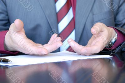 Businessman  hands explaining