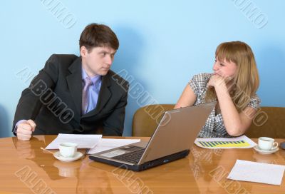Girl at a desktop and their chief