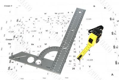 	The metal ruler and wiring diagram.