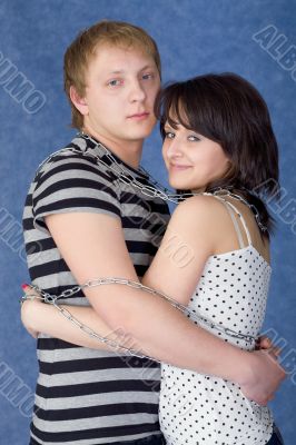Pair of lovers shacked in chain Pair of lovers shacked in chain