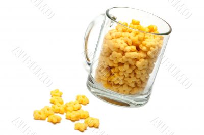 Glass cup full dry morning meal