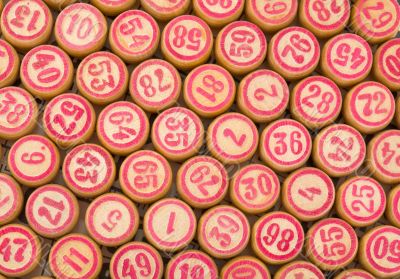 Structure from wooden counters of a bingo Structure from wooden counters of a bingo