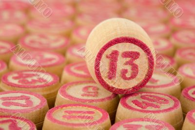 Counter of a bingo with number thirteen Counter of a bingo with number thirteen