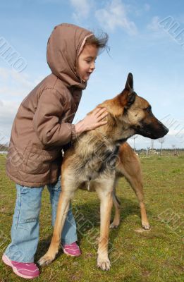 little girl and malinois
