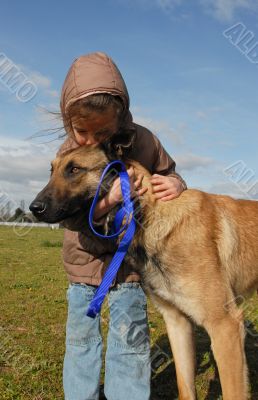 little girl and her dog