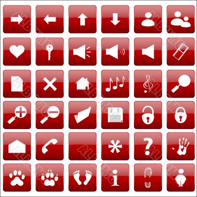 Vector red icon set Vector red icon set