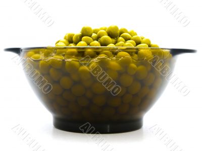 green preserved pea in the glass bowl