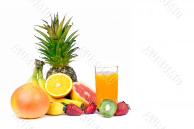 Assorted fruits and juice