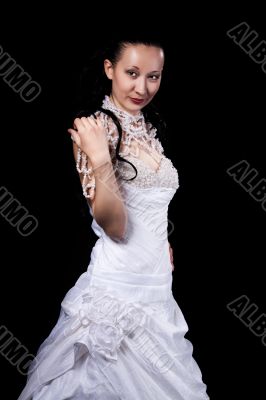 smiling bride in white
