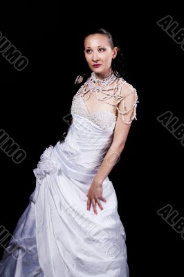young woman in wedding dress