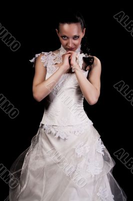 young girl in wedding dress