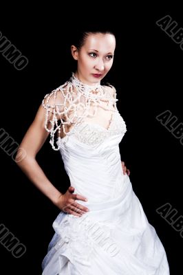 dark hair girl in wedding dress