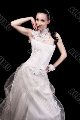 pretty bride in white