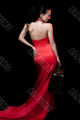 lady in red with case lady in red with case
