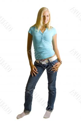 young beautiful blond teenage girl posing