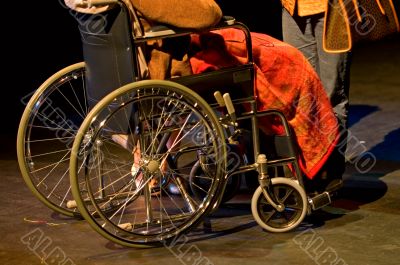 Handicapped woman sitting on wheelchair