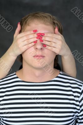 Hands have closed to the man of an eye Hands have closed to the man of an eye