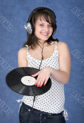 Young woman in earphones