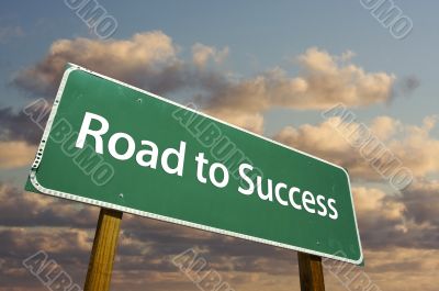 Road to Success Green Road Sign