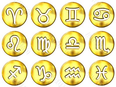 3D Golden Zodiac Signs