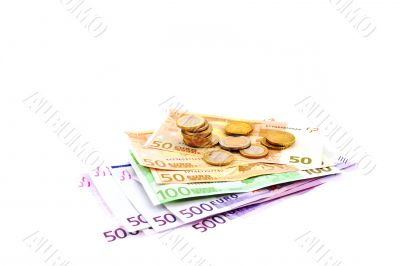 euro in banknotes and coins