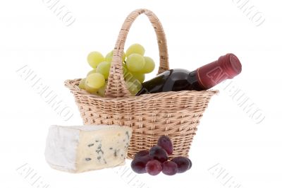 Blue cheese with grapes