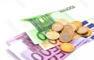 euro in banknotes and coins
