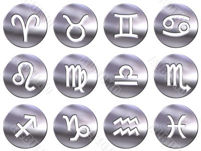 3D Silver Zodiac Signs