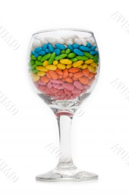 Transparent glasses with colour sweetmeat
