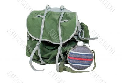 Rustic Backpack and canteen