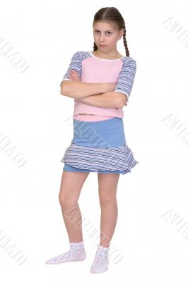 Offended girl isolated on a white background