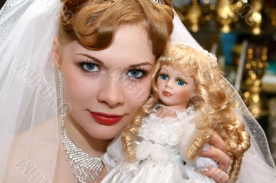 Bride with a doll