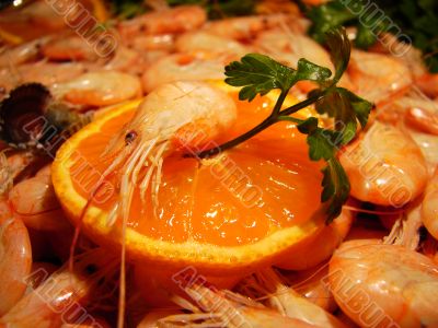 Shrimps with orange