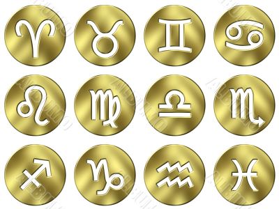 3D Golden Zodiac Signs