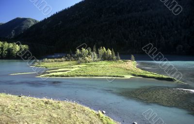 Island in Kanas River,China Island in Kanas River,China