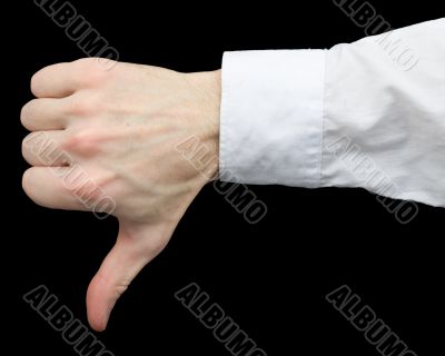 Man`s hand showing gesture on a black Man`s hand showing gesture on a black