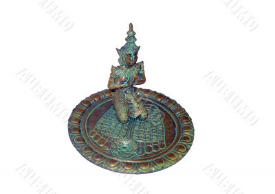 Bronze plate with a figurine of the Indian goddess for aromas