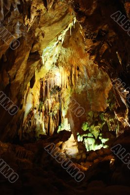 Stalagmites in stone cave
