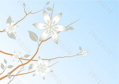 blue sky abstract floral background