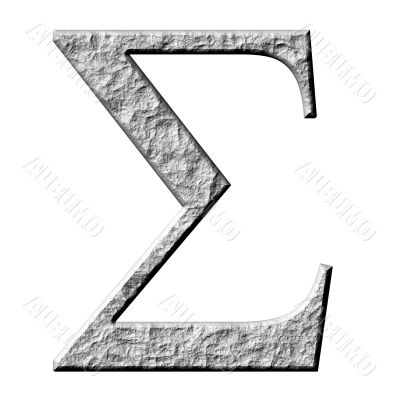 3D Stone Greek Letter Sigma