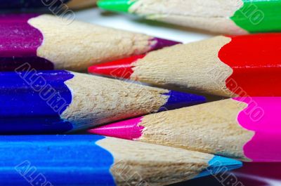 Color pencils on white background