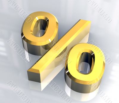 percent symbol in gold - 3d made