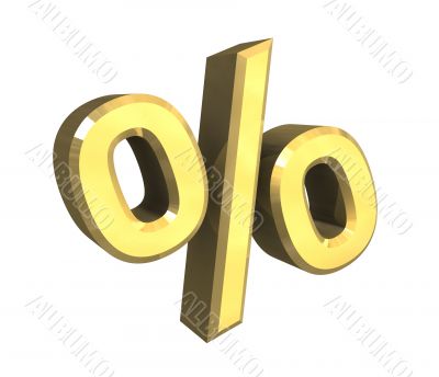 percent symbol in gold - 3d made