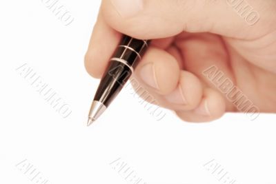 Man hand writing on white paper