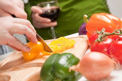 Man Slicing Vegetables