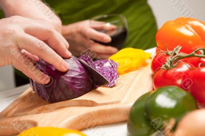 Man Slicing Vegetables