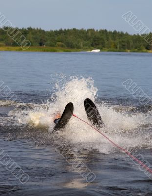 water ski falling
