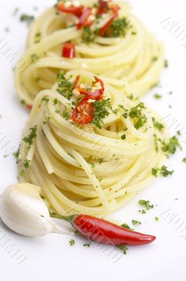 pasta garlic extra virgin olive oil and red chili pepper