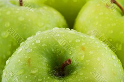 Waterdrops on green apple