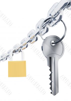 Chain key and padlock